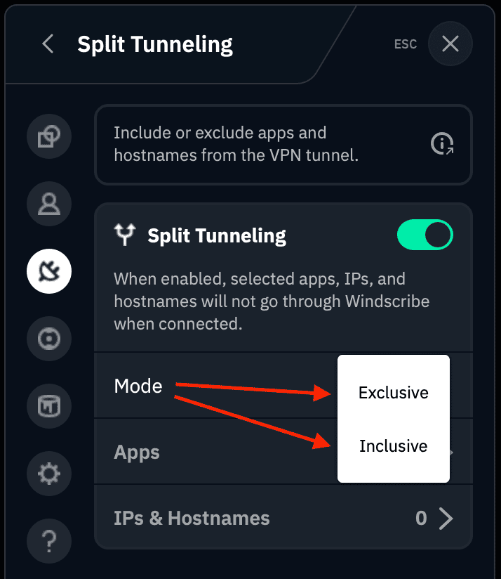 Tunnel Mode setting