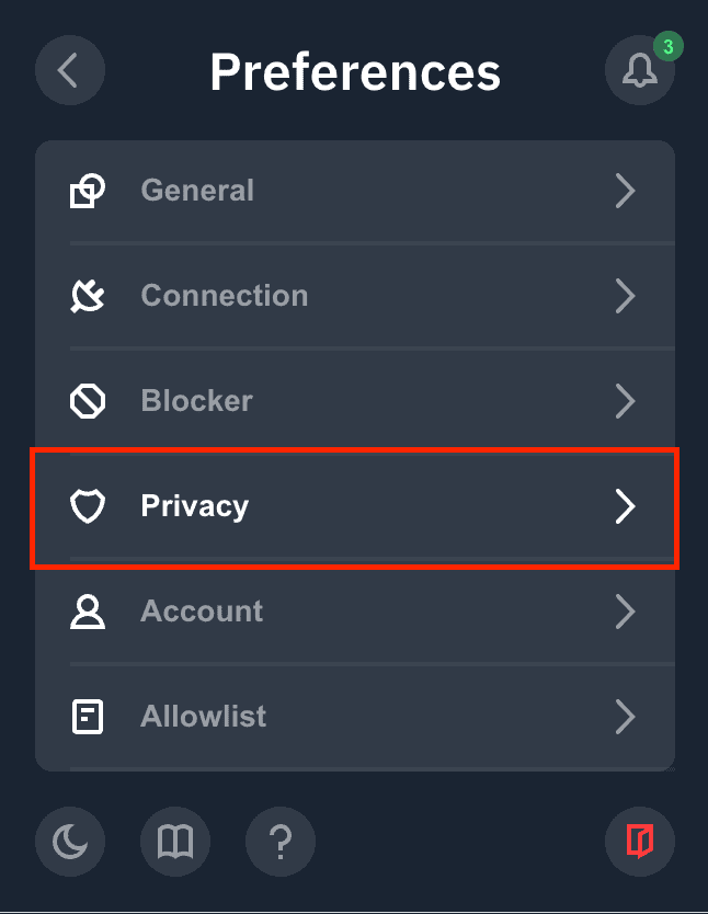 Privacy settings