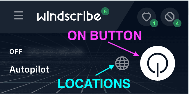 On + Locations buttons